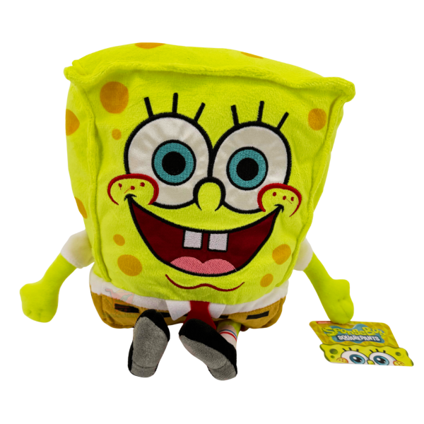 SpongeBob-Plüschtier mit großem Lächeln, sitzend ca. 20 cm, komplette Länge mit Beinen ca. 27 cm